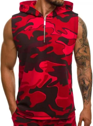 Tank Tops Men Men's Workout Hooded Tank Tops Sports Training Sleeveless Gym Hoodies Bodybuilding Cut Off Muscle Shirt