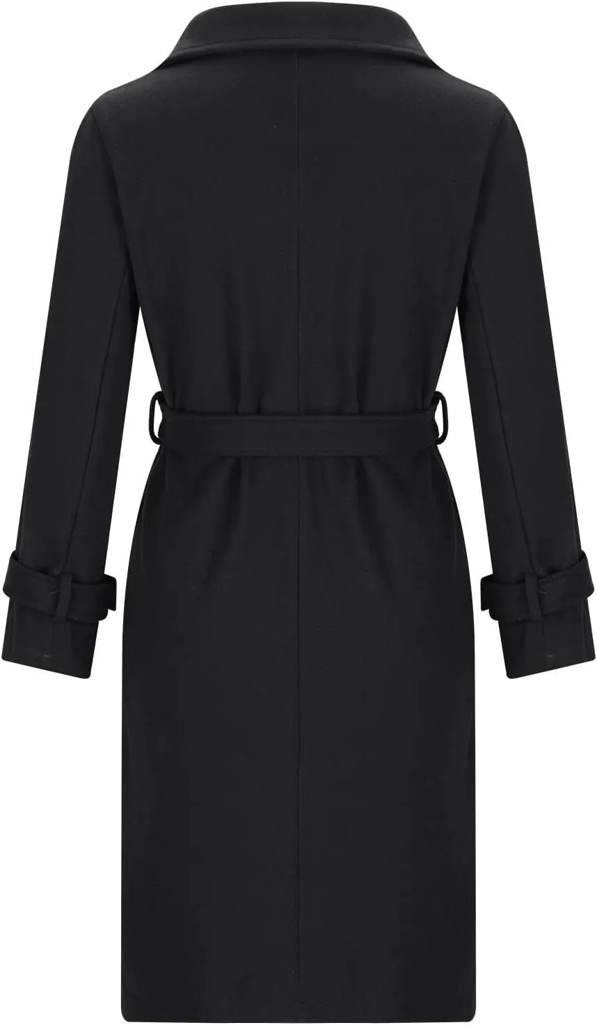 Trench Coats for Women Long Winter Wool Blend Camel Mid-Long Coat Fall Lapel Slim Overcoat Outerwear with Belt