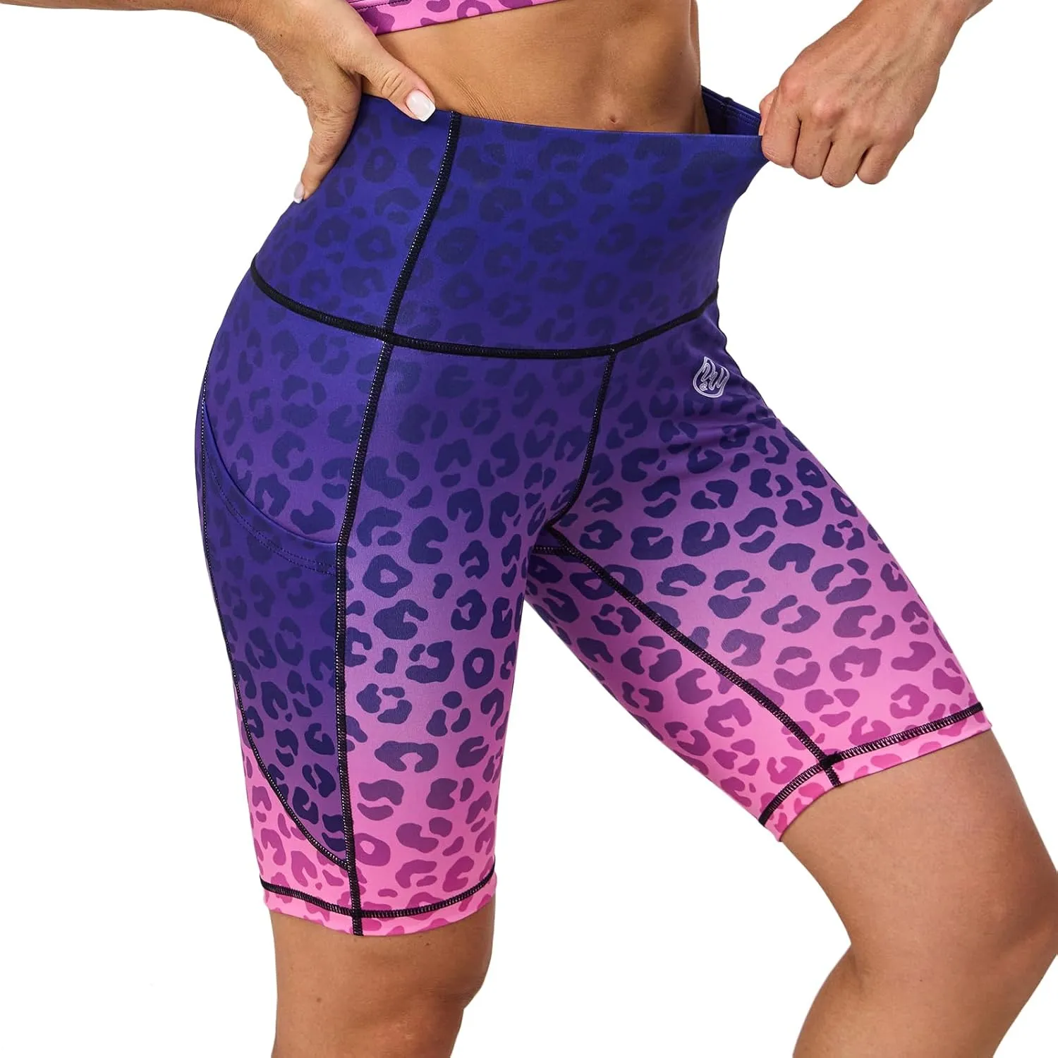 UIUO-UIPEU High Waisted Biker Shorts for Women Workout Athletic Leggings Running Printed Yoga Shorts
