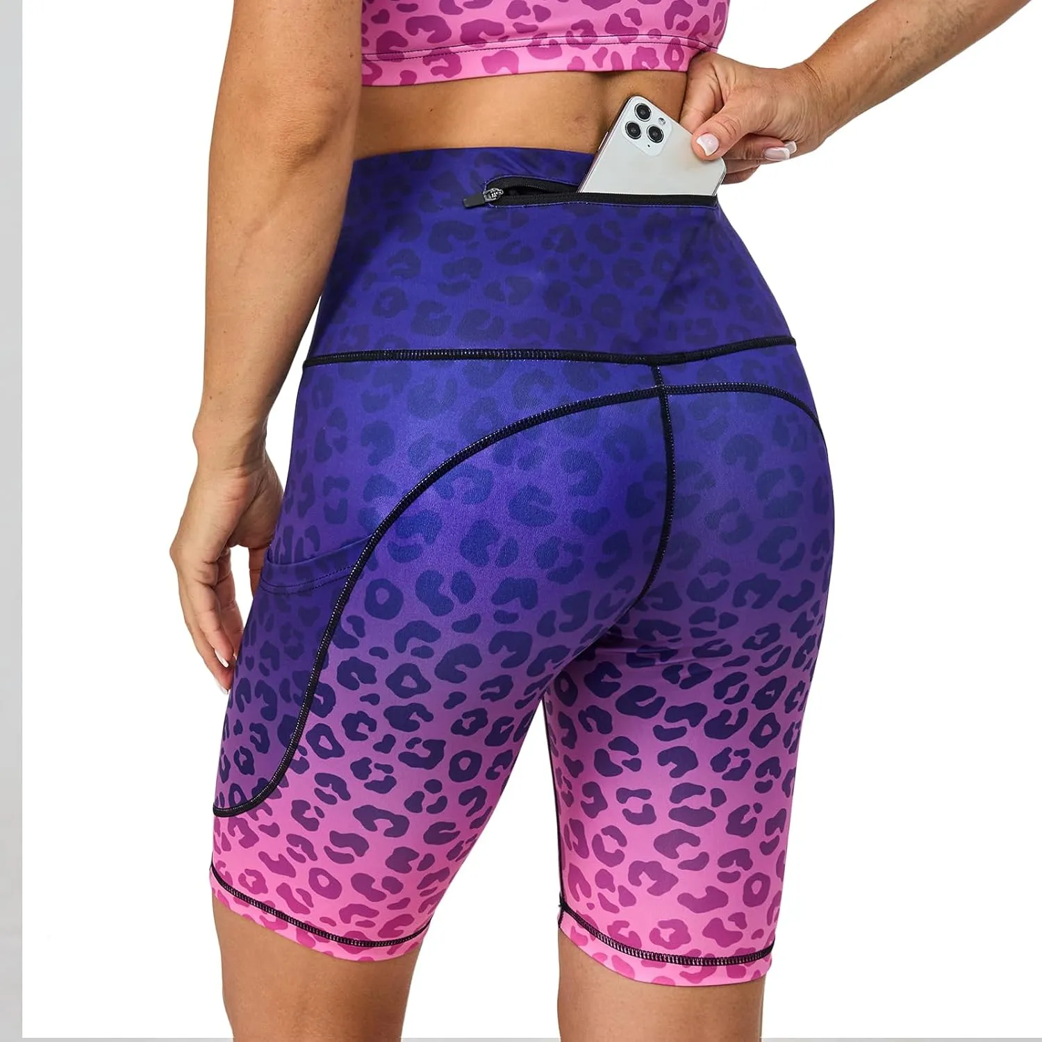 UIUO-UIPEU High Waisted Biker Shorts for Women Workout Athletic Leggings Running Printed Yoga Shorts