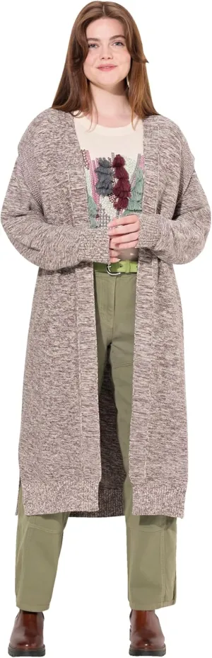 Ulla Popken Womenswear Plus Size Curvy Eco Cotton Longline Open Shape Cardigan 831825