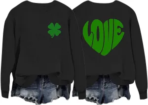 Valentines Day Sweatshirt Women Love Heart Graphic Long Sleeve Shirt Cute Valentine's Day Casual Pullover Top