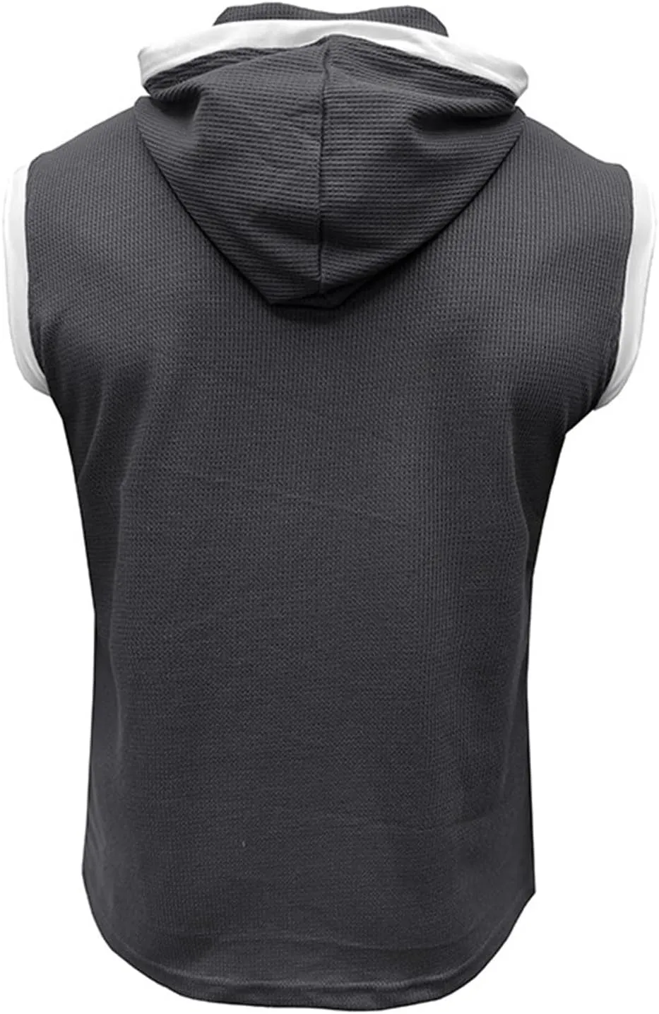 Waffle Tank Top for Men Hooded Shirts Gym Workout Bodybuilding Sleeveless Muscle T Shirts Block Color Vest Hoodies