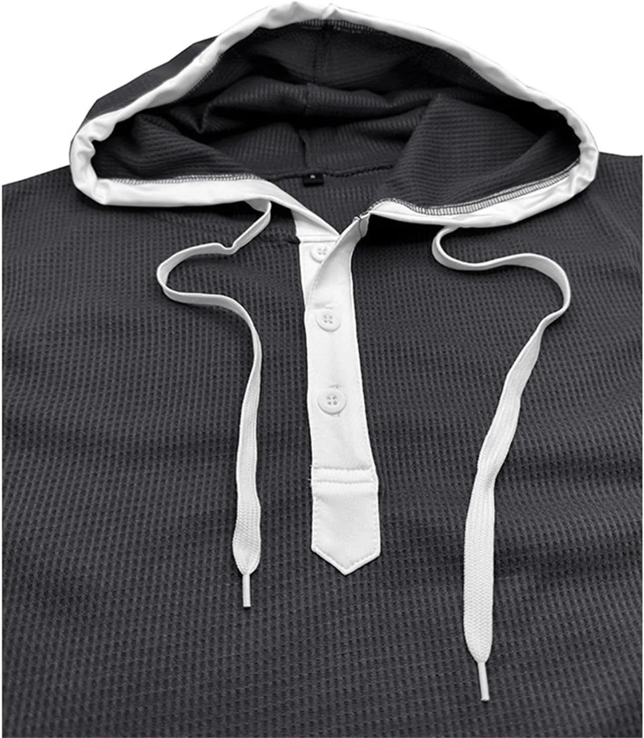 Waffle Tank Top for Men Hooded Shirts Gym Workout Bodybuilding Sleeveless Muscle T Shirts Block Color Vest Hoodies