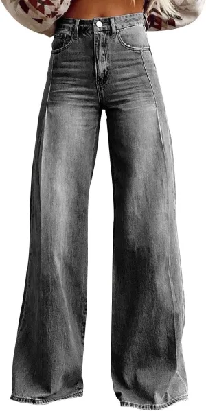 Wide Leg Jeans for Women 2025 Summer High Waisted Strechy Trendy Baggy Bootcut Y2K Street Denim Pants Plus Size