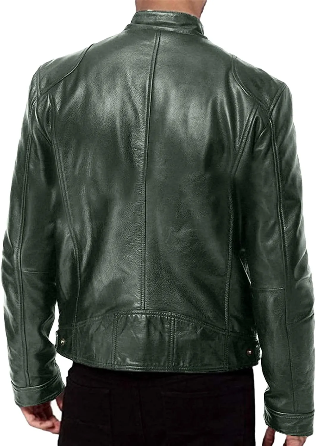 Winter Jackets for Men Real Lambskin Leather Biker Jacket - Quilted Cafe Racer Zip Up Moto Jackets Men