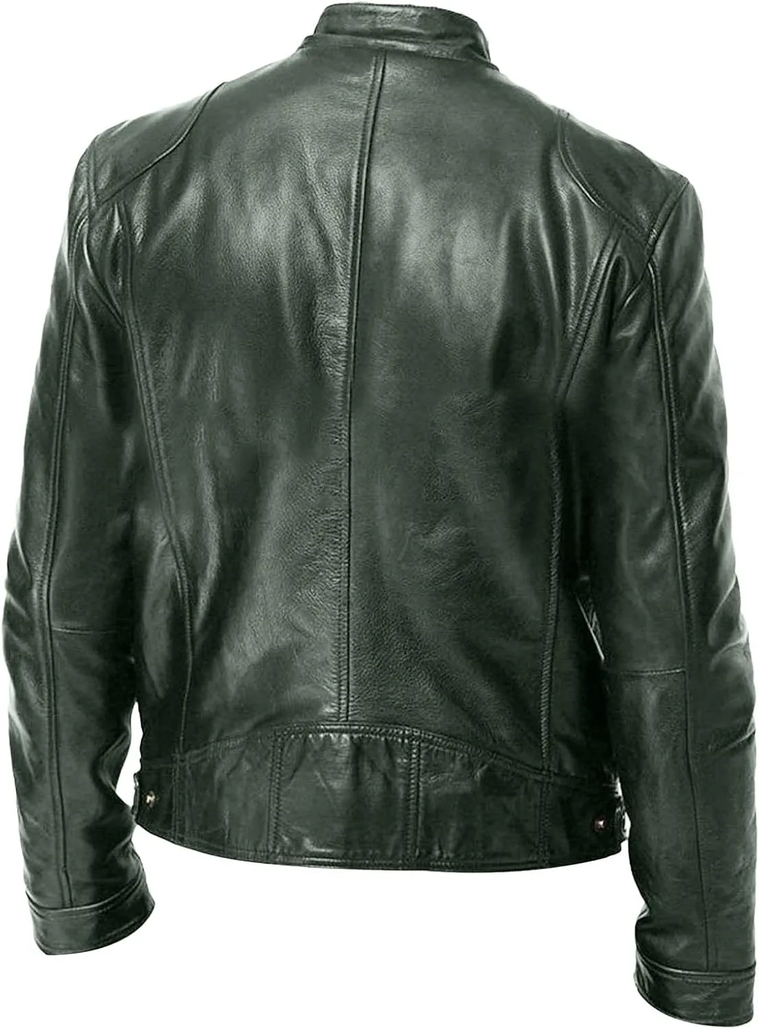 Winter Jackets for Men Real Lambskin Leather Biker Jacket - Quilted Cafe Racer Zip Up Moto Jackets Men