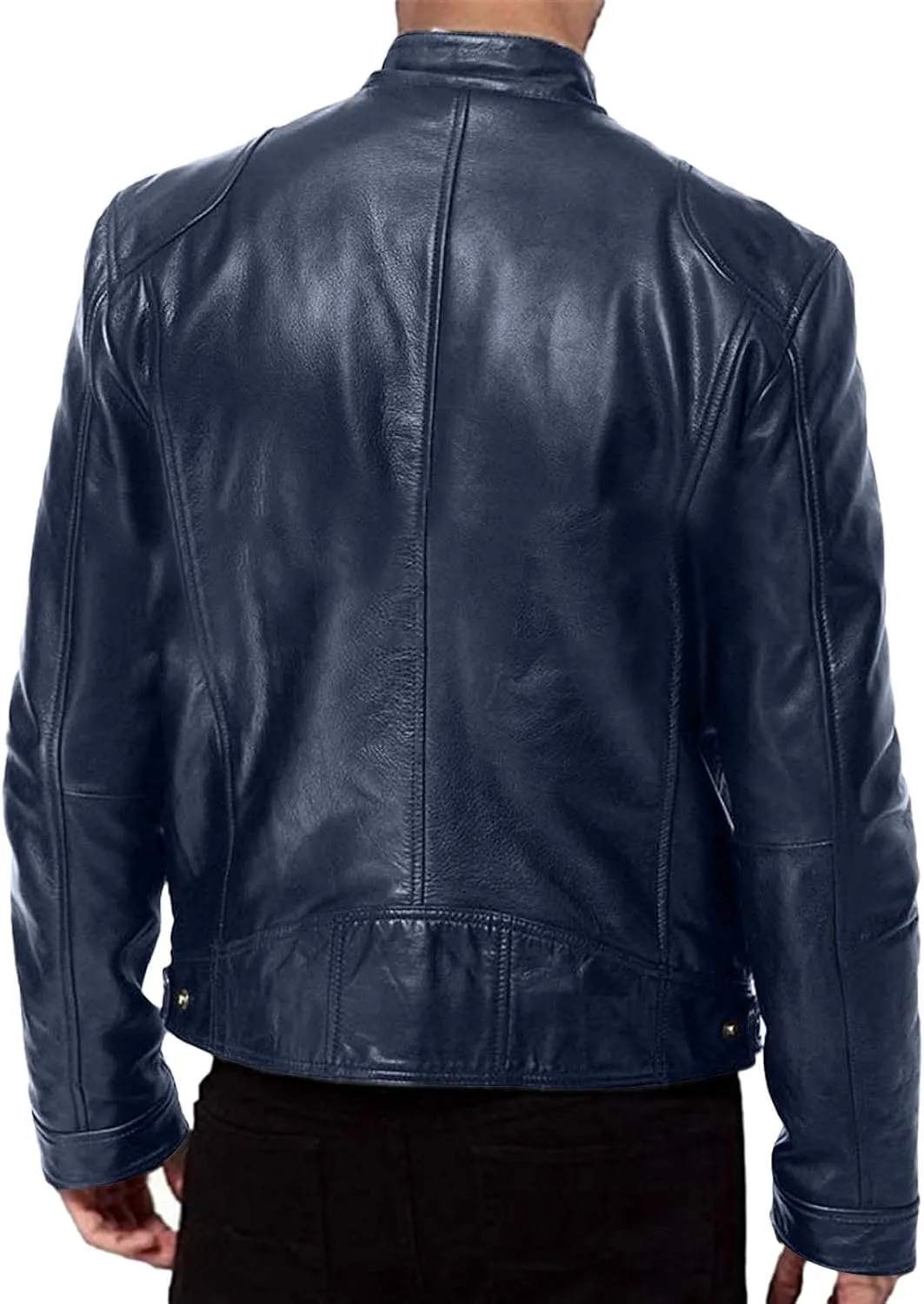 Winter Jackets for Men Real Lambskin Leather Biker Jacket - Quilted Cafe Racer Zip Up Moto Jackets Men