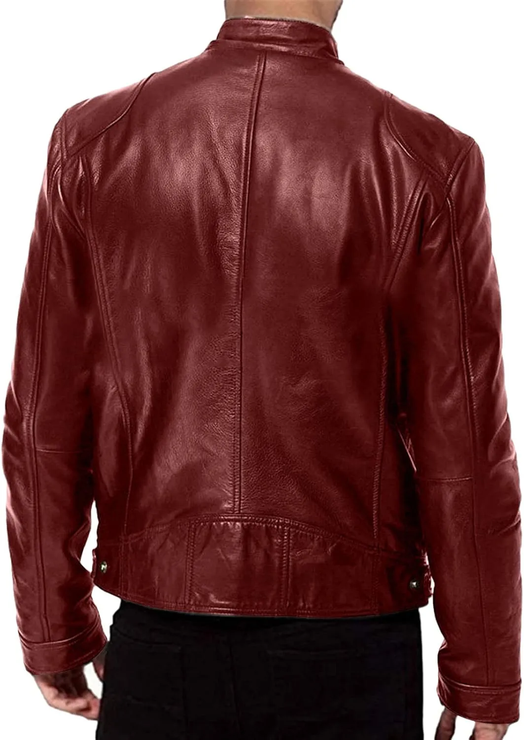 Winter Jackets for Men Real Lambskin Leather Biker Jacket - Quilted Cafe Racer Zip Up Moto Jackets Men