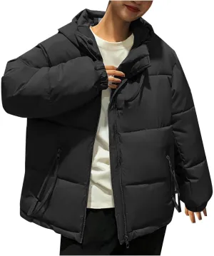 Winter Puffer Jacket for Women Warm Down Coats Zipper Hooded Outerwear Parkas Long Sleeve Overcoats with Pockets