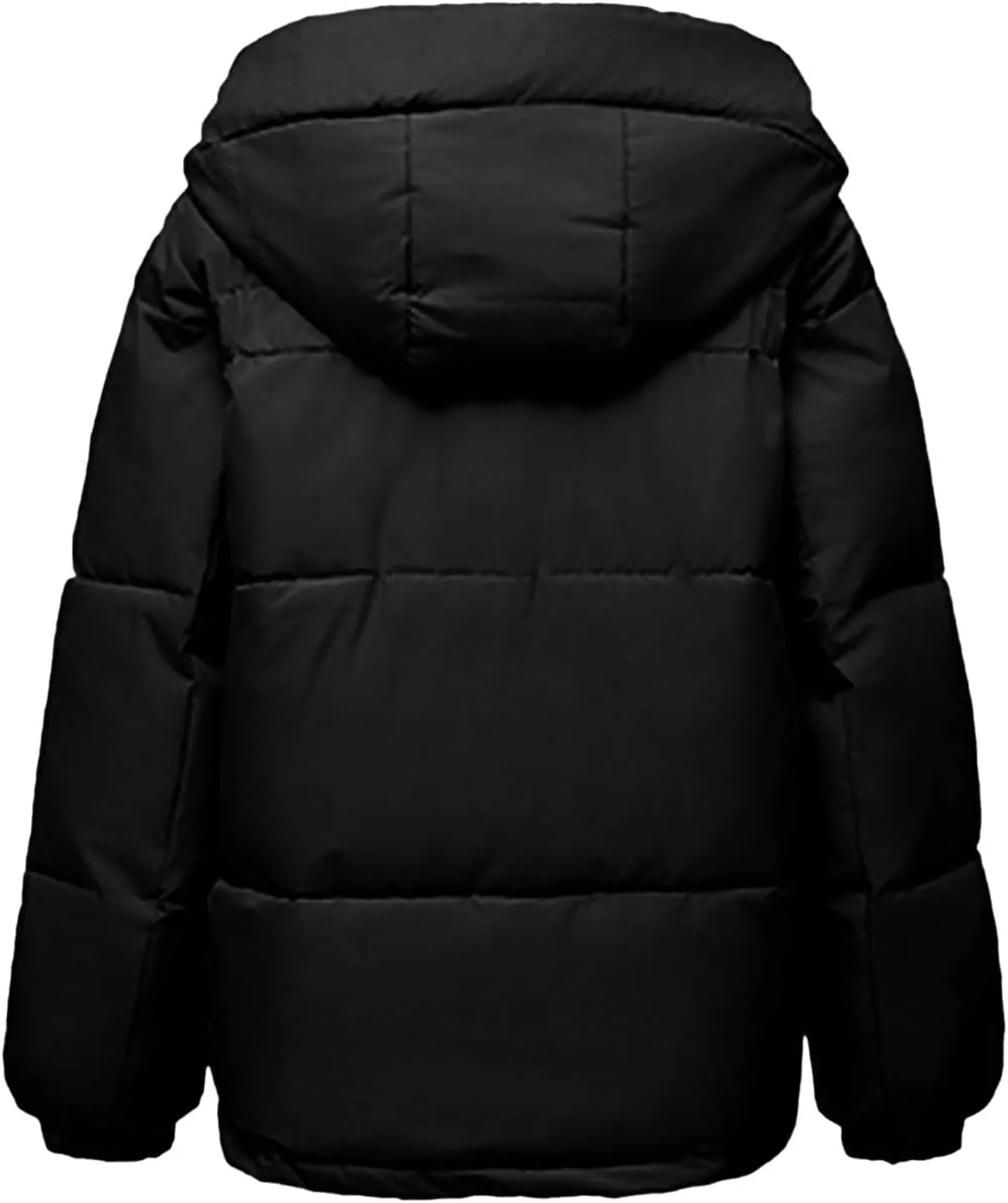 Winter Puffer Jacket for Women Warm Down Coats Zipper Hooded Outerwear Parkas Long Sleeve Overcoats with Pockets