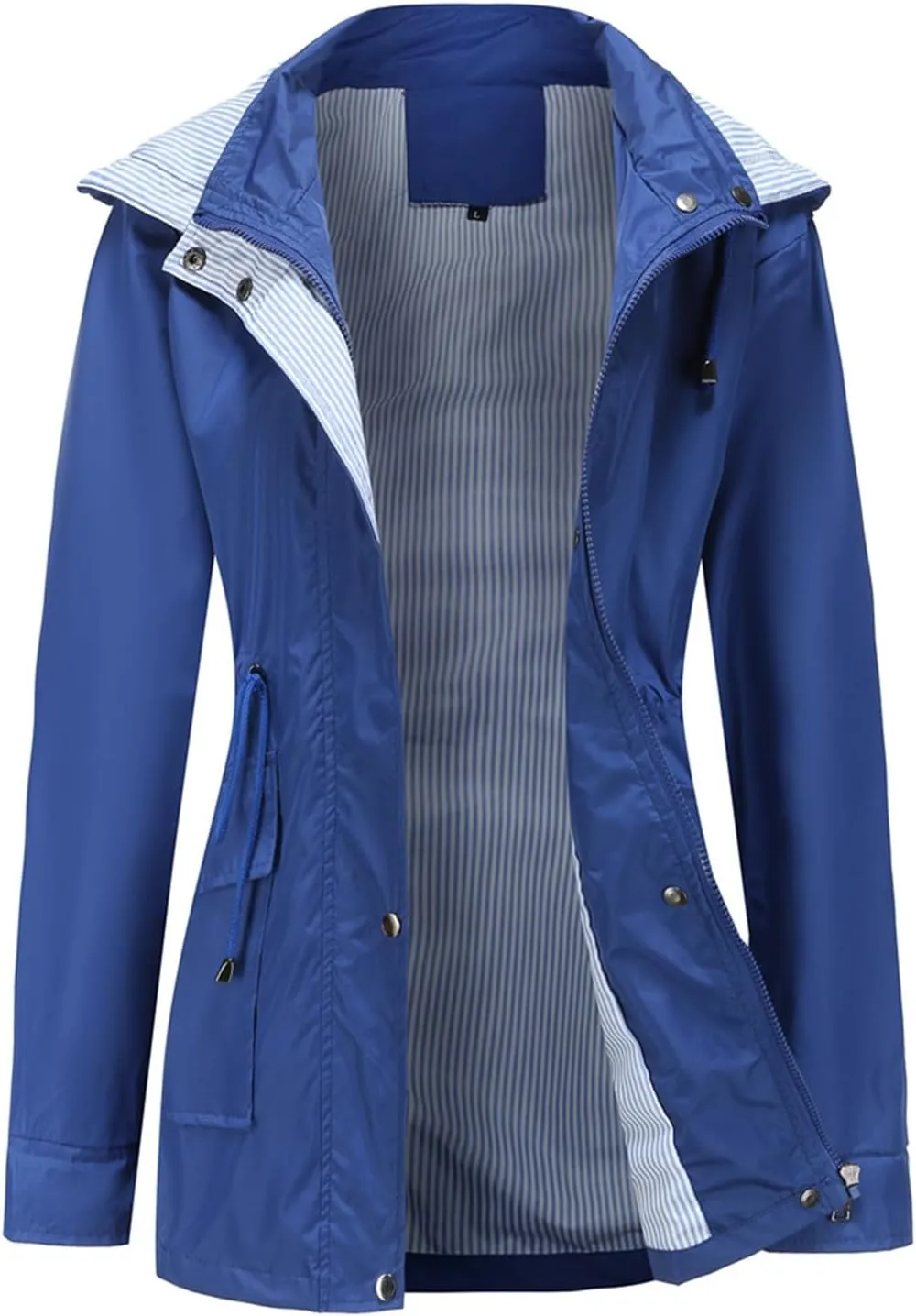 Wkishenl Rain Coat for Women Waterproof with Hood Active Outdoor Rain Jacket Solid Lightweight Zip Up Lace Up Fall Raincoat