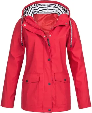 Wkishenl Womens Rain Coats Waterproof with Hood Summer Fall Active Outdoor Raincoats Comfy Lightweight Zip Up Rain Jacket