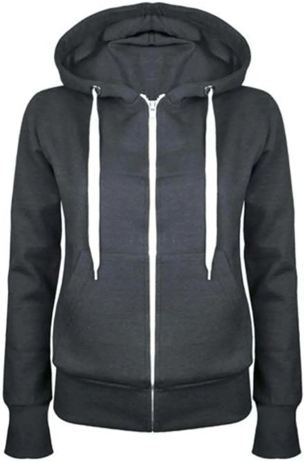 Womens Basic Hoodie Jackets Fall Winter Zip up Warm Outerwear Sweatshirt Ladies Loose Going Out Coats with Pockets