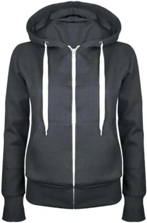 Womens Basic Hoodie Jackets Fall Winter Zip up Warm Outerwear Sweatshirt Ladies Loose Going Out Coats with Pockets