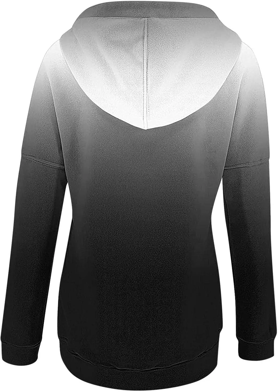 Women's Casual Long Sleeve Hoodies Color Block Button Down Hooded Drawstring Pullover Sweatshirt Tops with Pocket
