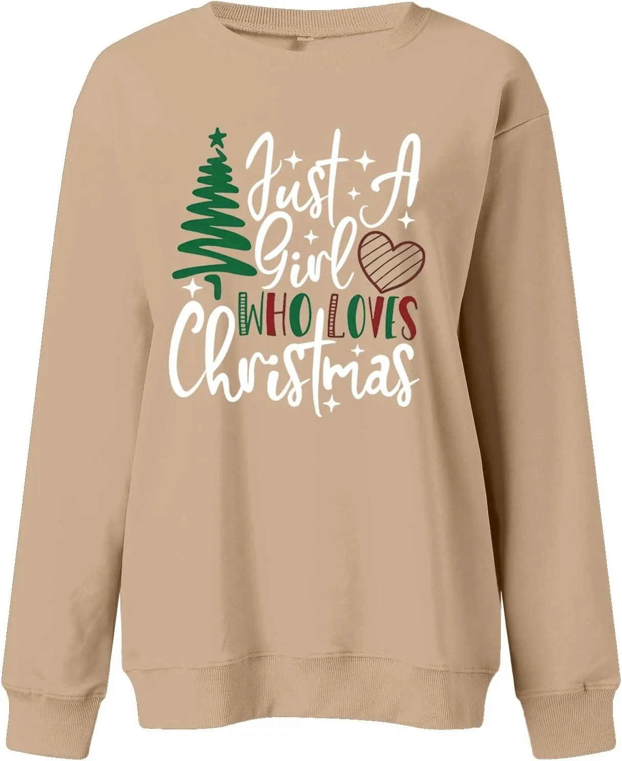 Women's Christmas Sweatshirt Xmas Funny Letter Print Long Sleeve Crewneck Regular Fit Tops Winter Hoodless Pullovers