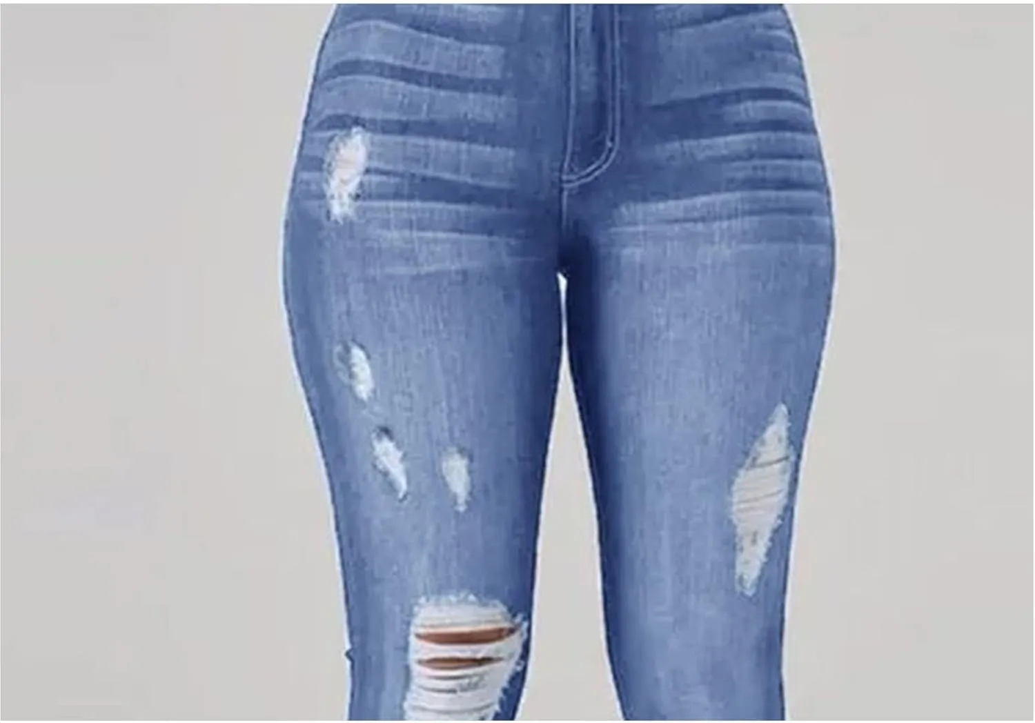 Women's Fashion Ripped Flared Jeans Retro Skinny Bell Destroyed Jeans Classic High Waisted Bottom Jean Pants
