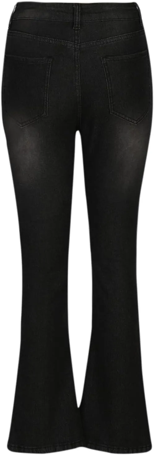 Women's Flared Skinny Jeans Stretchy Mid Waisted Tummy Control Button Down Zipper Denim Outings Go Casual Wear Jeans
