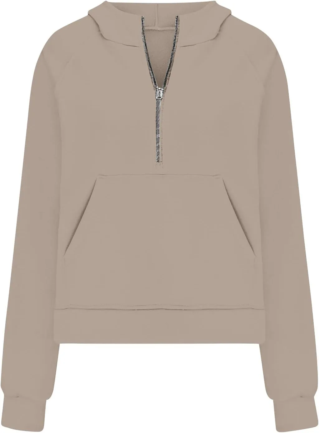 Womens Half Zip Cropped Pullover Tops Fleece Lined Hoodies Long Sleeve Hooded Sweatshirts with Pocket Fall Outfits