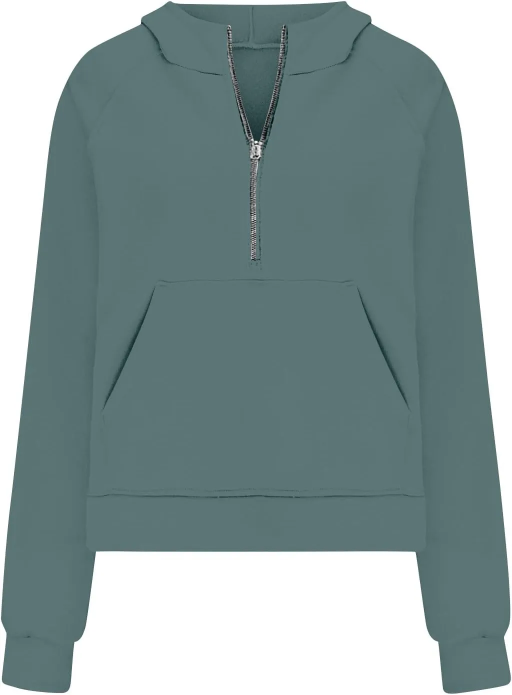 Womens Half Zip Cropped Pullover Tops Fleece Lined Hoodies Long Sleeve Hooded Sweatshirts with Pocket Fall Outfits