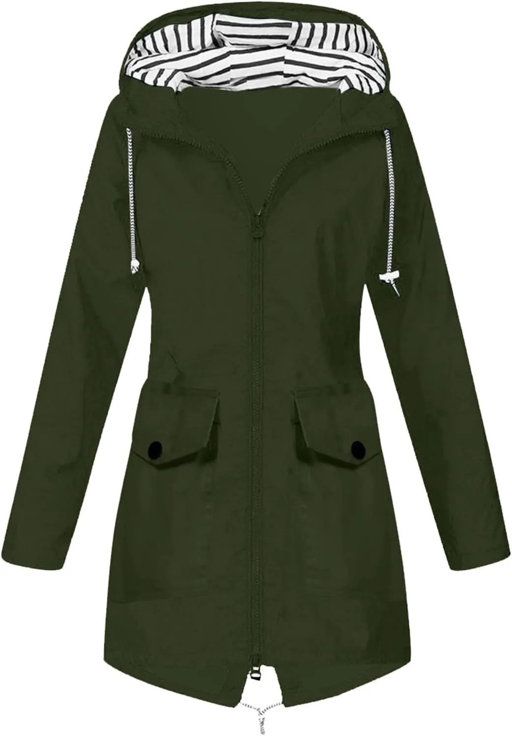 Women's Long Hooded Rain Jacket Outdoor Hiking Raincoat Raincoat Windbreaker Lightweight Hooded Jackets Trench Coats