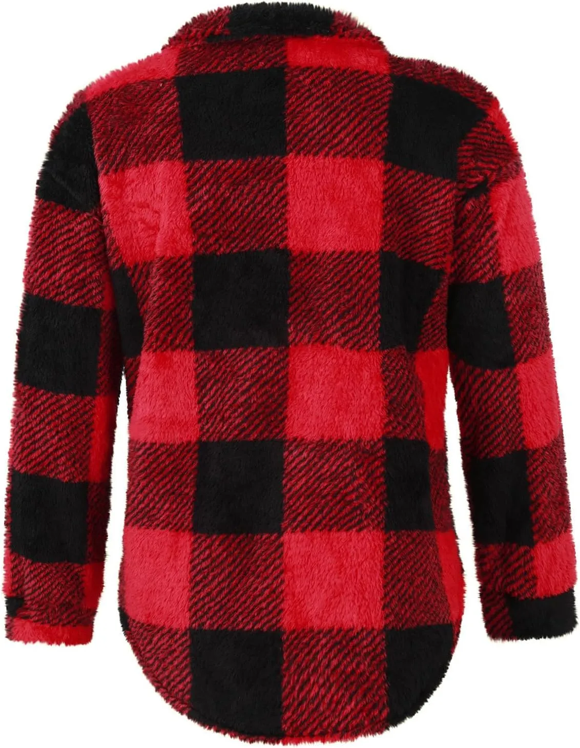 Womens Plaid Flannel Fleece Jackets Fall Winter Sherpa Shackets Long Sleeve Button Down Coats Shirt Casual Jacket