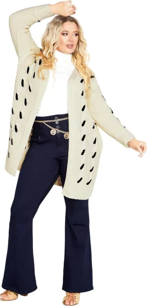 Women's Plus Size Cardigan-Lacey Cable
