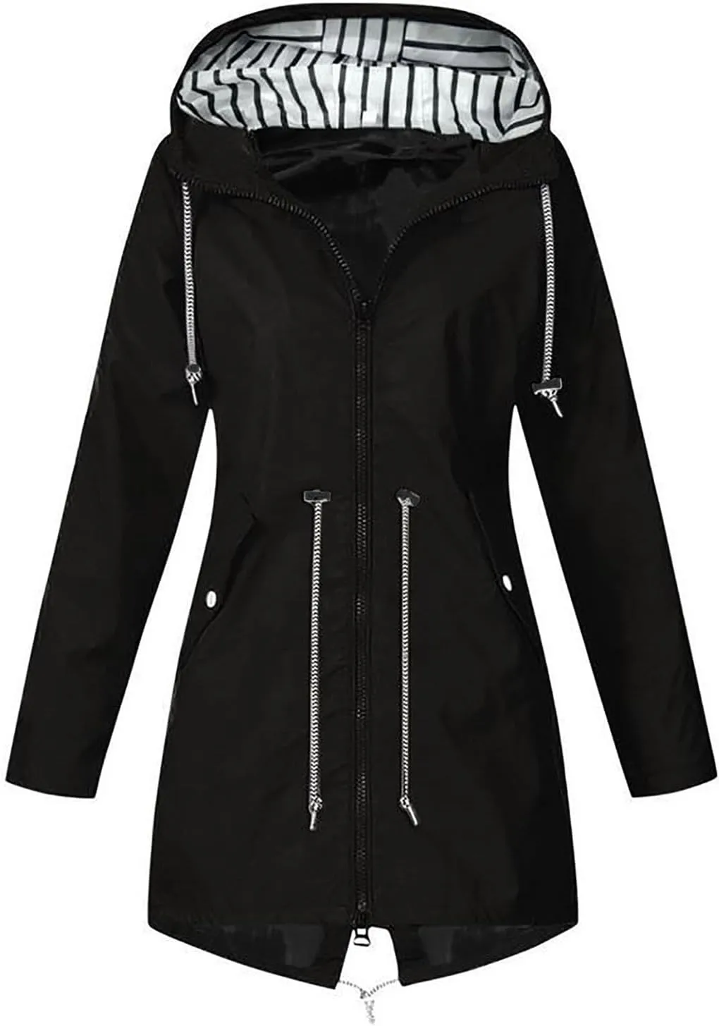 Womens Raincoats 2023 Fall Winter Rain Jackets Casual Waterproof Lightweight Outerwear Outdoor Plus Size Hooded Trench Coats