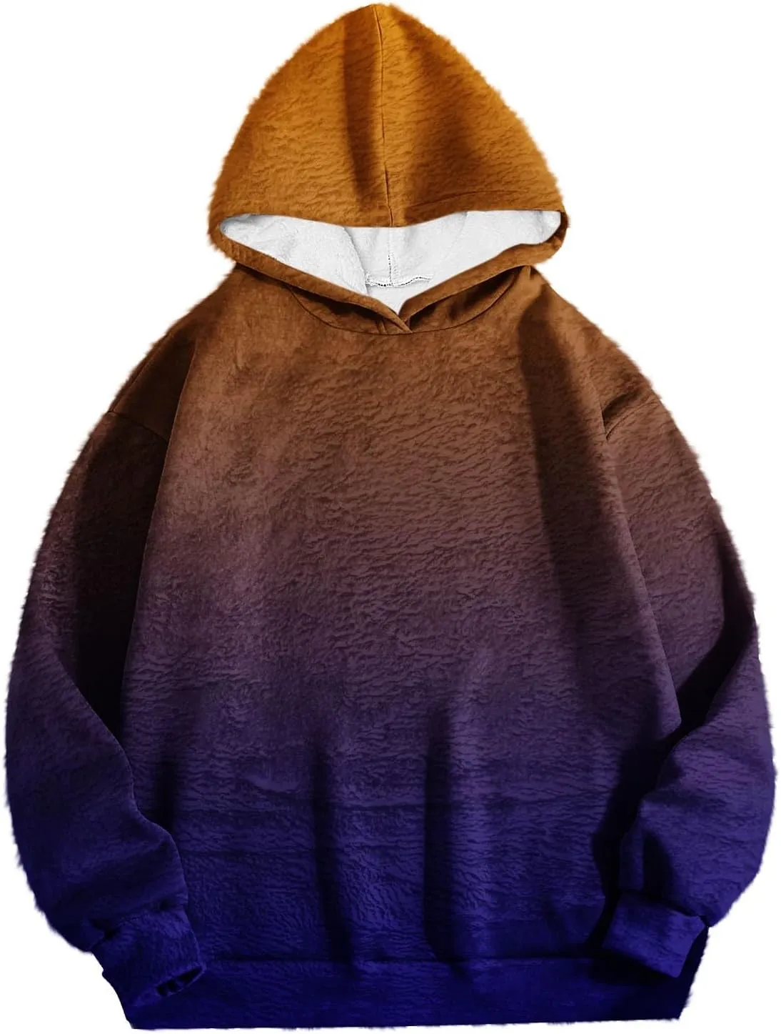 Womens Sherpa Pullover Hoodies Oversized Fuzzy Double Fleece Hooded Sweatshirts Fluffy Plush Gradient Color Outerwear