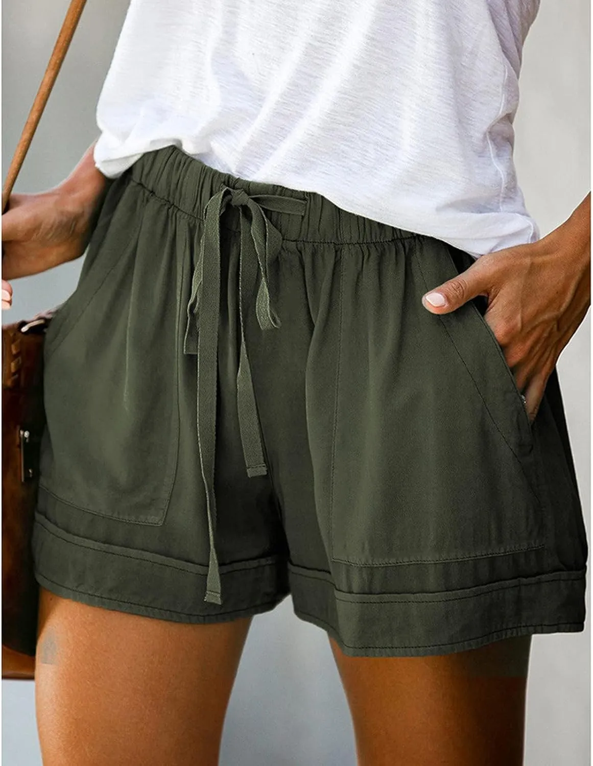Womens Shorts Casual 2024 Summer Beach Linen Drawstring Shorts with Pockets Loose Vacation Trendy Lounge Shorts