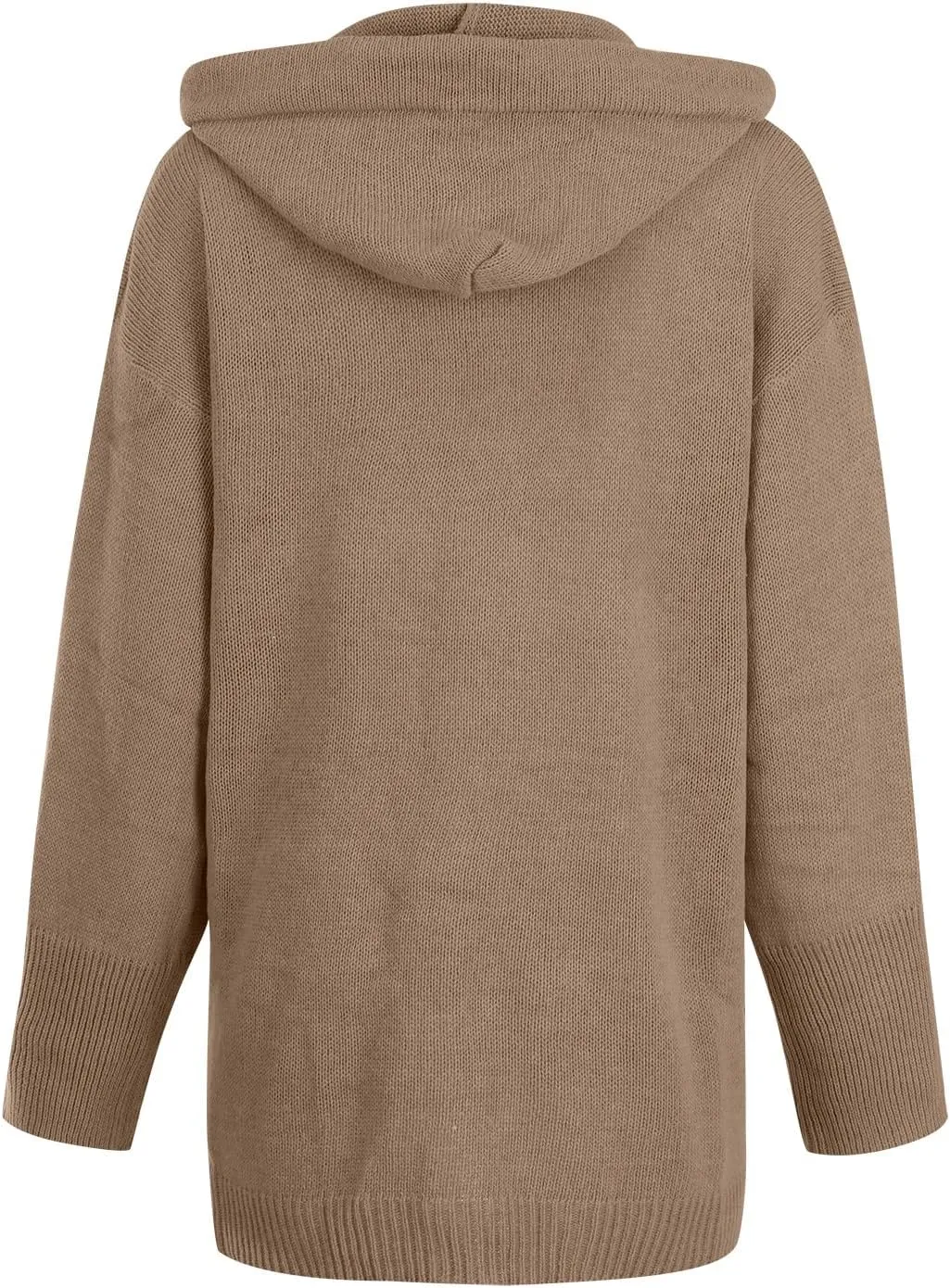 Women's Solid Color Hoodie Jacket Button Knit Loose Long Sleeve Long Sweater Tops Winter Plus Size Coat With Pockets