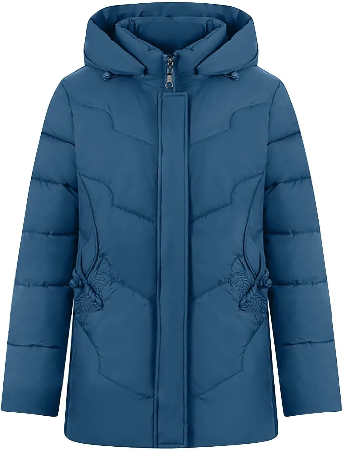 Womens Winter Puffer Coat Hooded Waterproof Warm Jacket Parka Thicken Warm Down Jacket Plus Size Outwear with Pockets