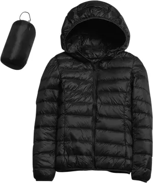 Women's Winter Puffer Coat Warm Lightweight Down Jacket with Hood Water-Resistant Ski Coat Full Zip Outwear Jackets Coat