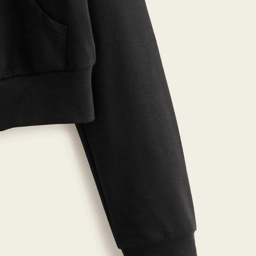 Womens Zip Up Hoodies Cropped Casual Oversized Sweatshirts Fleece Long Sleeve Drawstring Pocket Hooded Jacket Tops