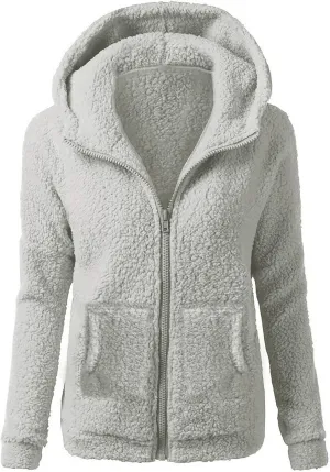 Womens Zip Up Hoodies Lightweight Fleece Fall Winter Coats Comfy Warm Plus Size Sherpa Jackets with Pockets