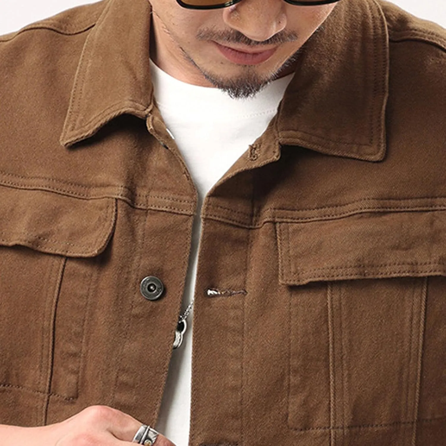 Xiaojmake Mens Denim Jacket Casual Button Down Washed Long Sleeve Trucker Jacket Distressed Jean Outwear Corduroy Work Coats