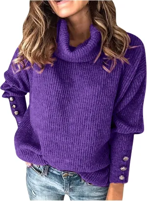 XUNRYAN Women's Winter Warm Sweaters Oversized Turtleneck Chunky Pullover Cowl Neck Long Sleeve Slouchy Loose Knit Sweaters