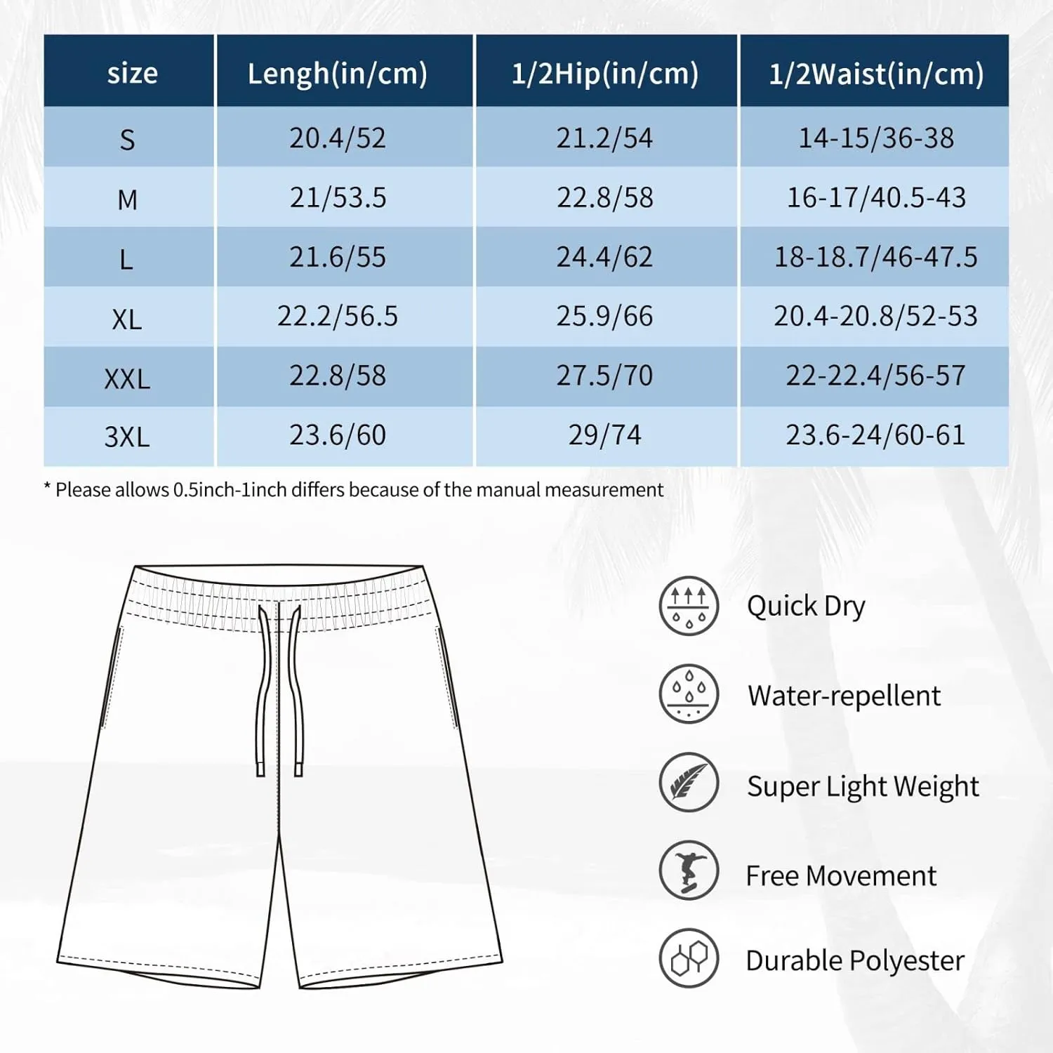Yellow Palm Tree Beach Shorts Men's Swim Trunks Beach Board Shorts Quick Dry Bathing Suits Holiday Shorts