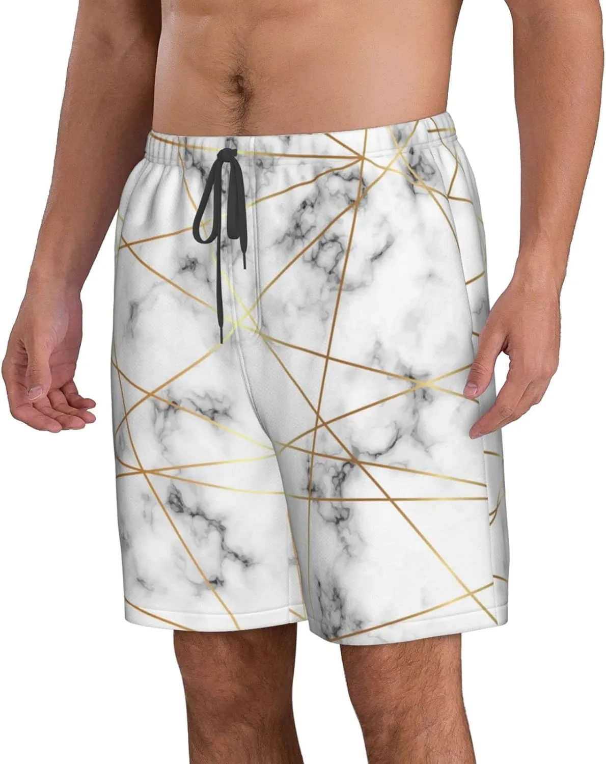 Yellow Palm Tree Beach Shorts Men's Swim Trunks Beach Board Shorts Quick Dry Bathing Suits Holiday Shorts