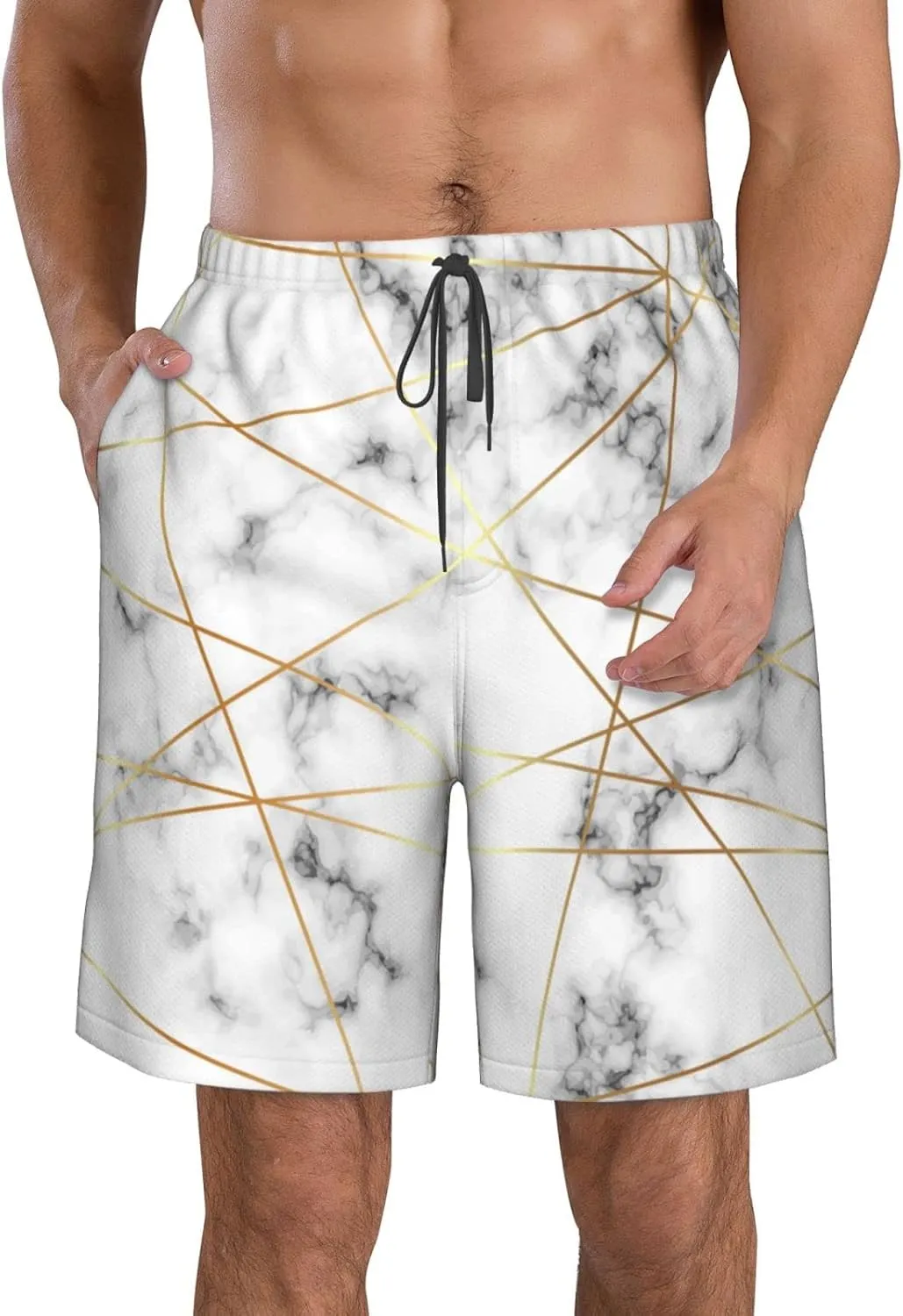 Yellow Palm Tree Beach Shorts Men's Swim Trunks Beach Board Shorts Quick Dry Bathing Suits Holiday Shorts