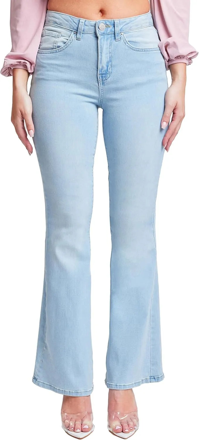 YMI Women's Junior Classic High Rise Flare Jean-Regular Inseam