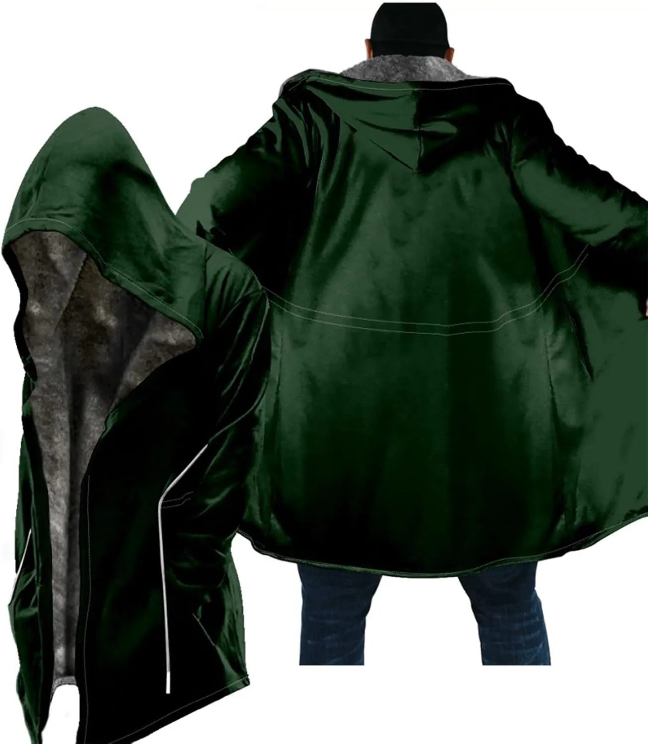 Ymosrh Men's Cool Jacket Solid Color Sherpa Fleece Lined Long Jackets Sleeveless Zip Up Winter Hoodie Coats Jacket, M-6XL