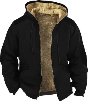 Ymosrh Men's Jackets Casual Stylish Winter Thick Sherpa Lined Zip Fleece Hoodie Jacket Coat Outwear For Men, M-7XL