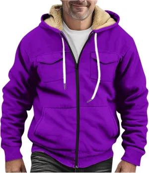 Ymosrh Men's Lightweight Jacket Full-Zip Fleece Jacket Hoodie Soft Winter Warm Outdoor Work Coats and Jackets, S-5XL