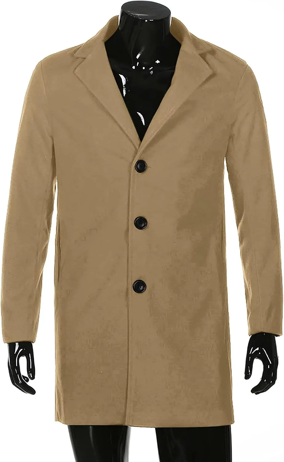 Ymosrh Winter Jackets for Men Formal Single Breasted Figuring Overcoat Long Wool Warm Jacket Outwear Mens