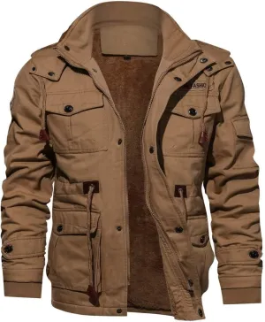 Ymosrh Winter Jackets for Men Men's Cashmere Thickened Pocket Cotton Coat Outwear Breathable Jean Jacket