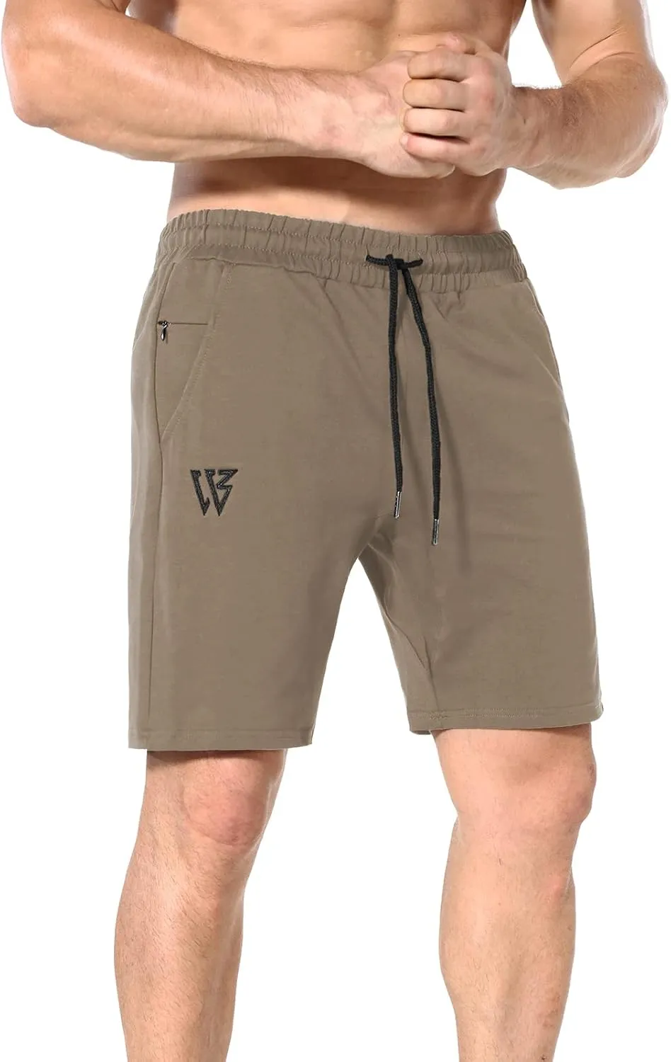 ZENWILL Mens Gym Running Shorts, Workout Athletic Bodybuilding Fitness Shorts with Zip Pockets