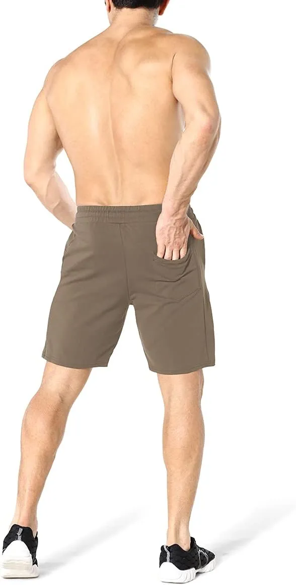 ZENWILL Mens Gym Running Shorts, Workout Athletic Bodybuilding Fitness Shorts with Zip Pockets